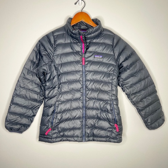 Patagonia Girls Black Puffer Coat Jacket XL 14 - Picture 1 of 7